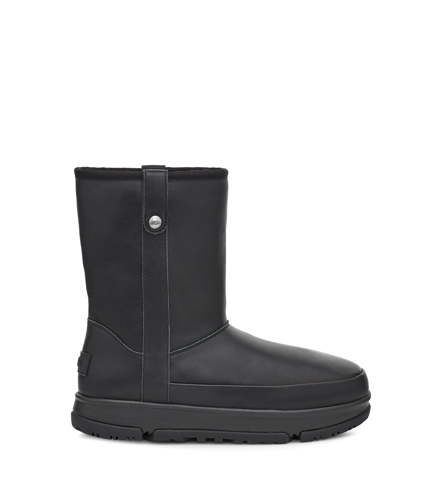 ugg short black leather boots