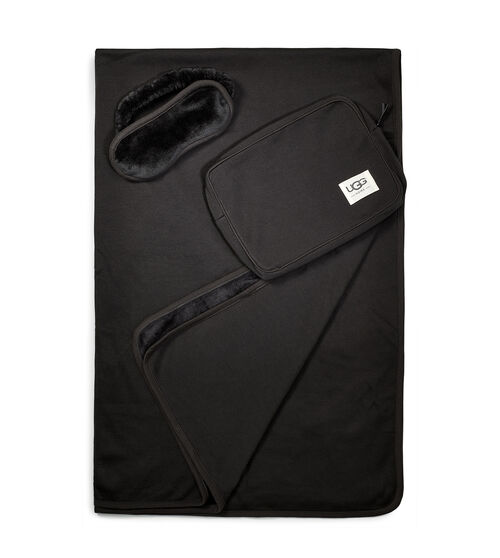 For all of your travels, this set includes our warm and incredibly soft Duffield throw as well as a plush eye mask to match. Both come in a soft zip pouch that doubles as a pillow when packed. UGG Duffield Travel Set Soft Pouch Cotton Blend In Black