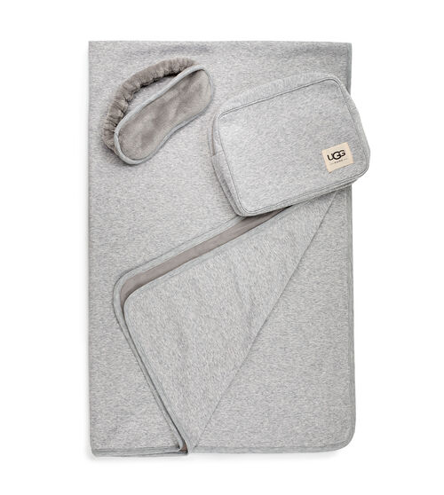 For all of your travels, this set includes our warm and incredibly soft Duffield throw as well as a plush eye mask to match. Both come in a soft zip pouch that doubles as a pillow when packed. UGG Duffield Travel Set Soft Pouch Cotton Blend In Grey
