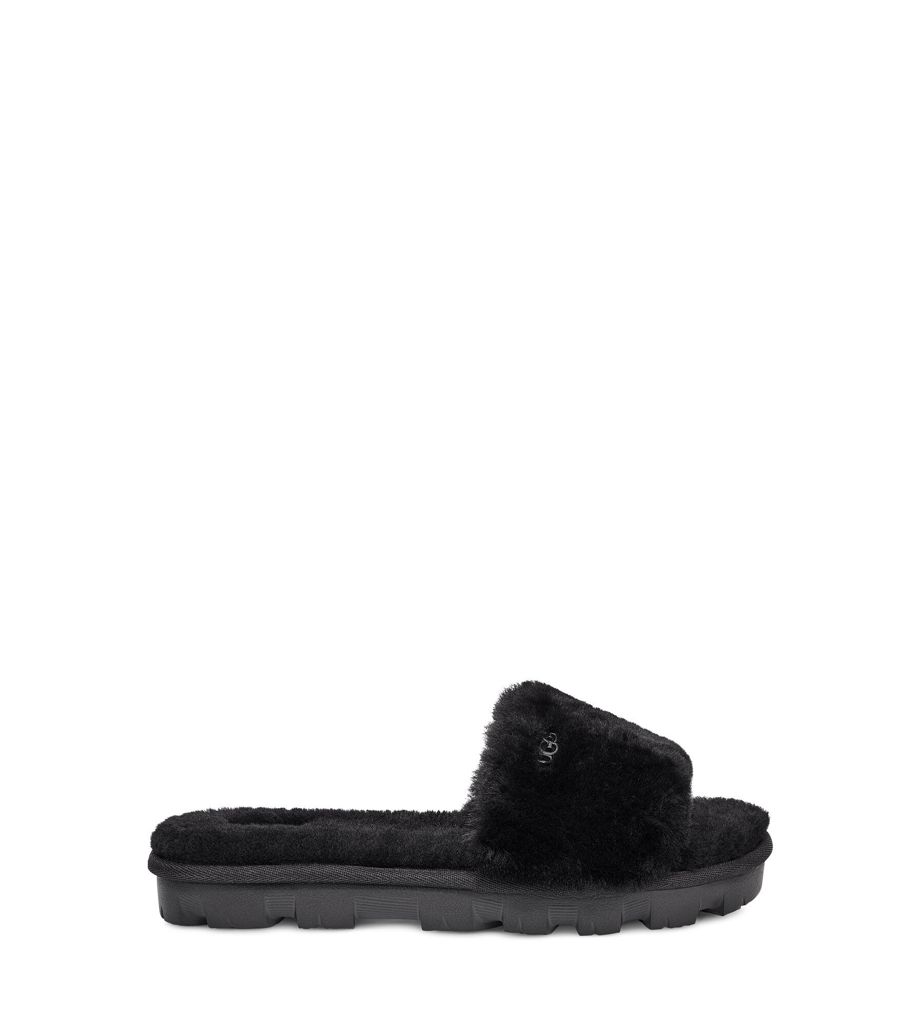 black fluffy ugg slippers