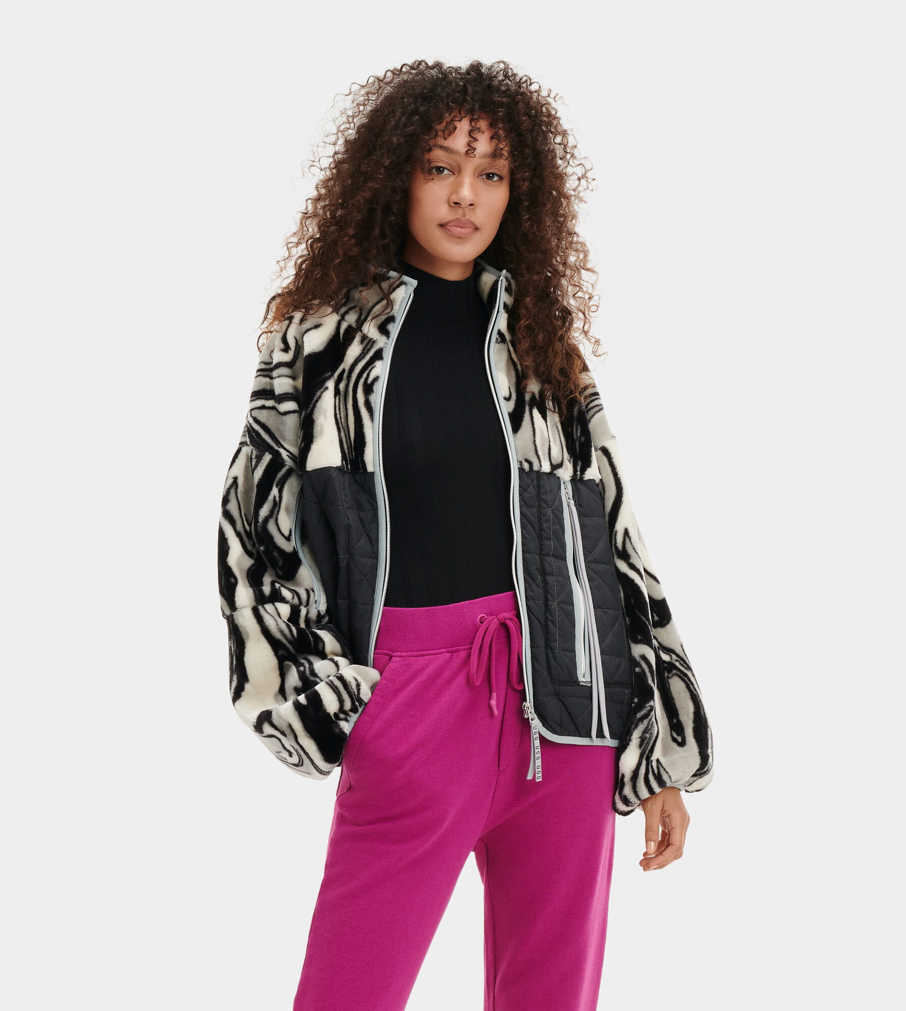 UGG (アグ) レディースMARLENE QUILTED JACKET Black/White Marble, M