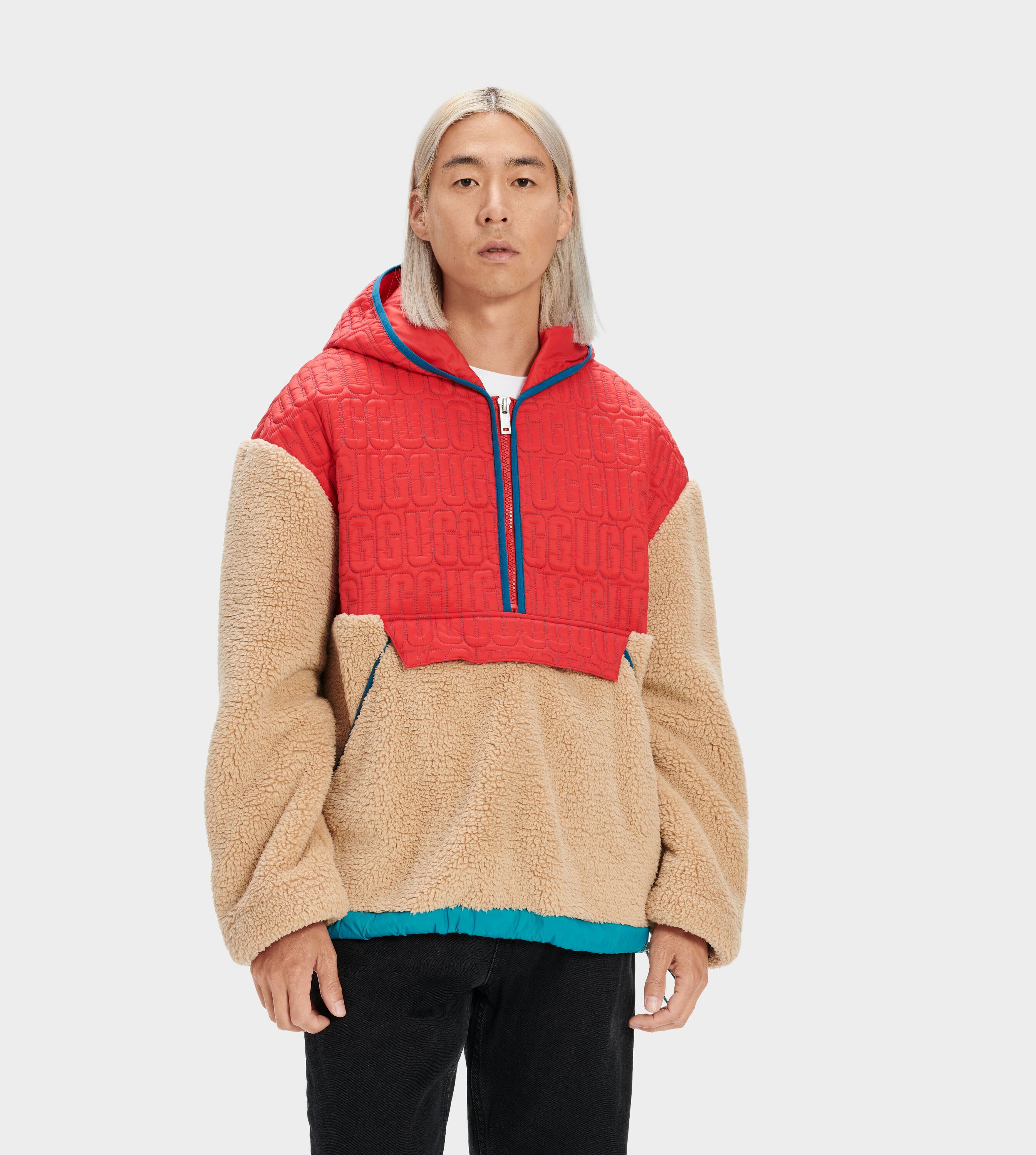 UGG (アグ) メンズトップ IGGY SHERPA HALF ZIP PULLOVER Camel, M