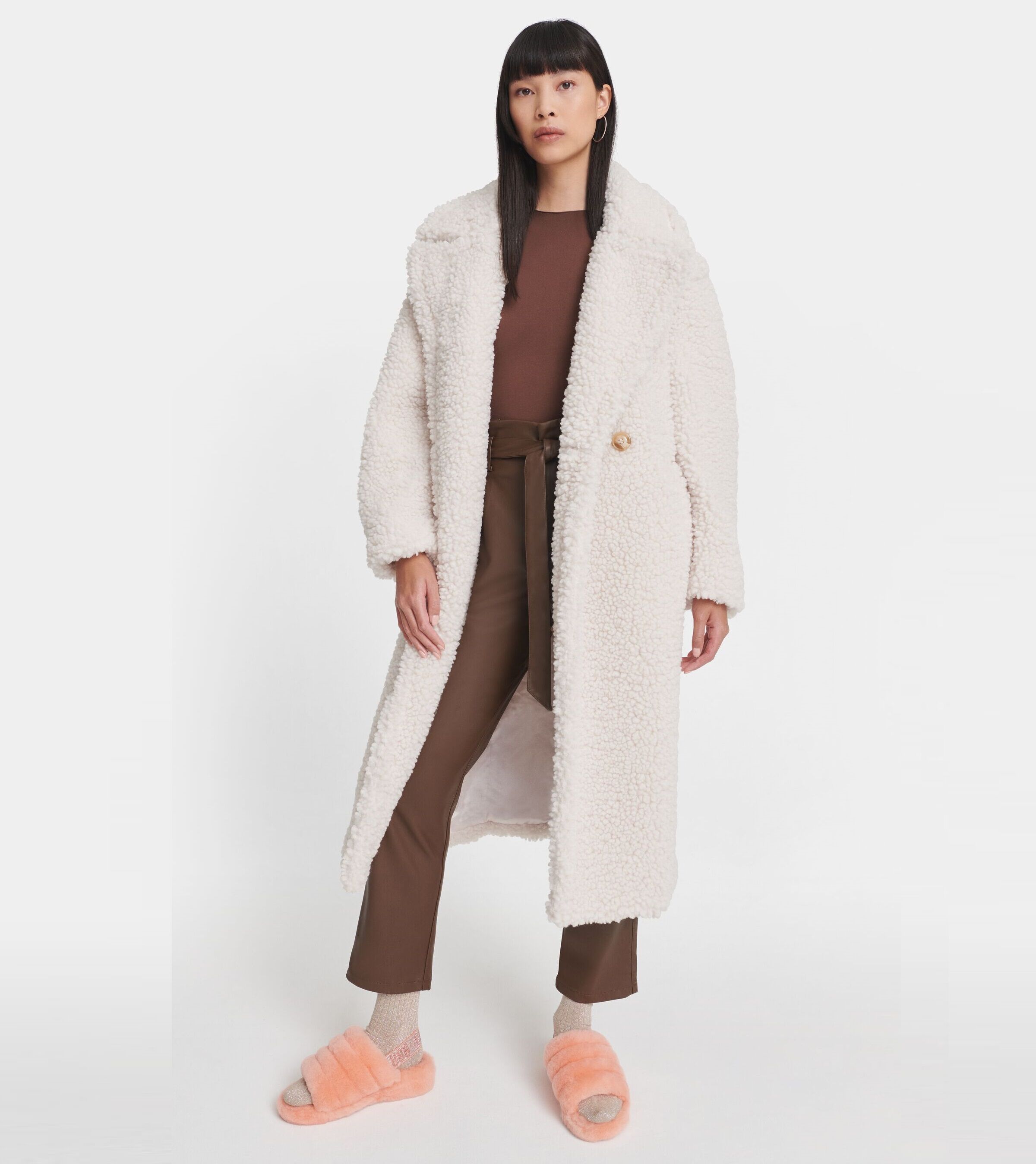 UGG (アグ) レディースGERTRUDE LONG TEDDY COAT Winter White, S