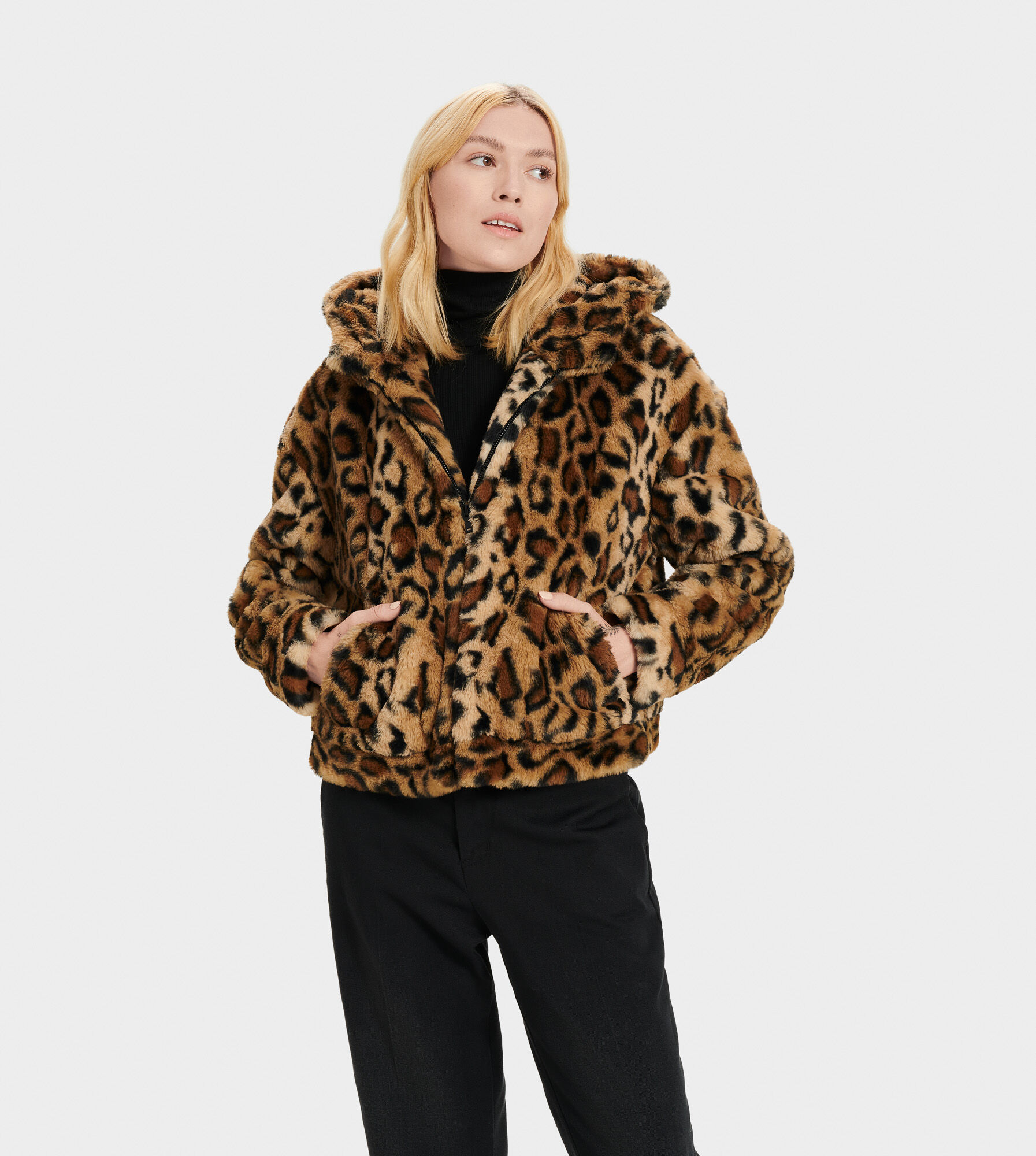 UGG (アグ) レディースMANDY FAUX FUR HOODIE - マンディ フォー ファー フーディ Leopard Ii, S