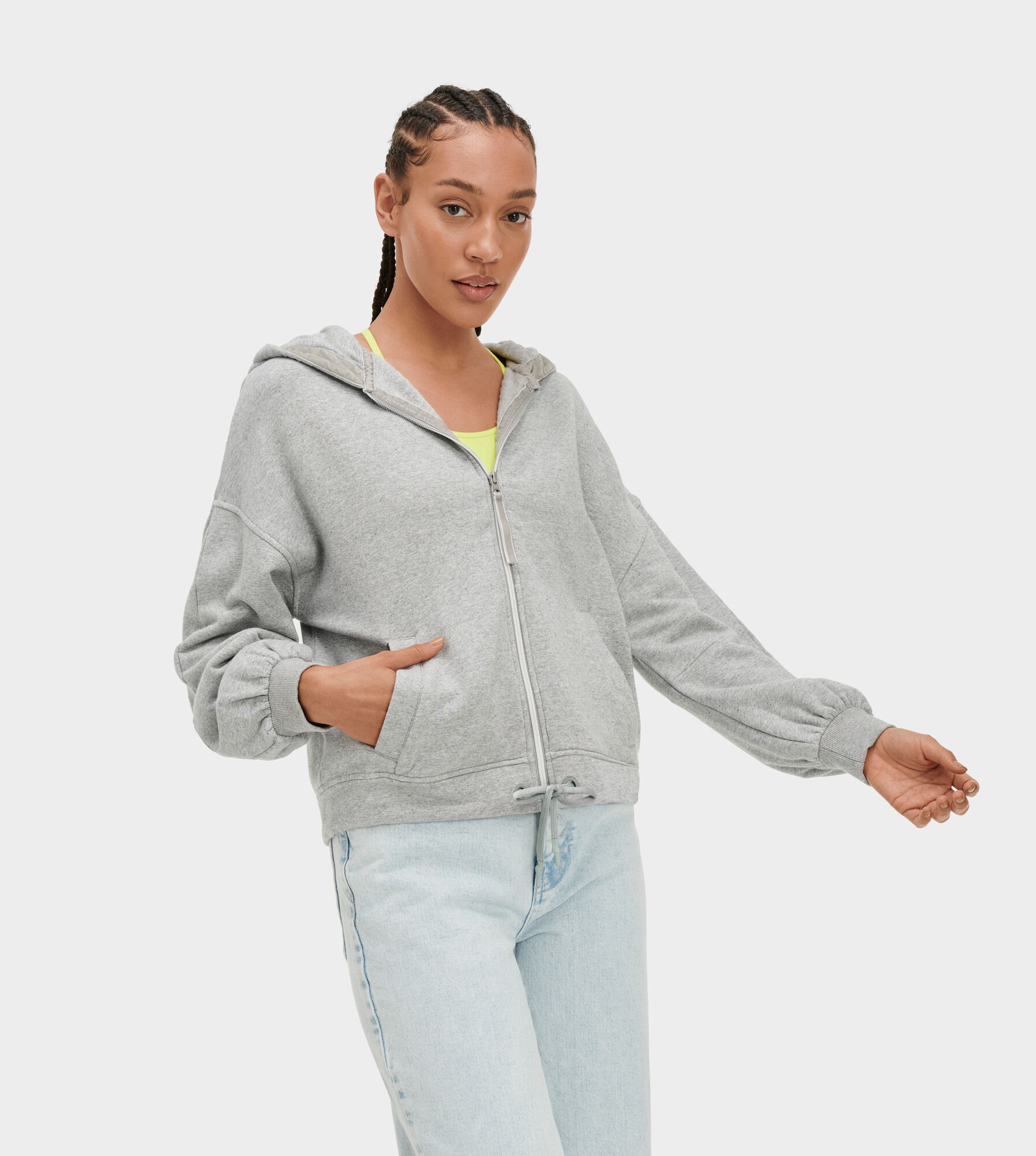 UGG (アグ) レディースABBI HALF MOON SLEEVE HOODIE Grey Heather, S