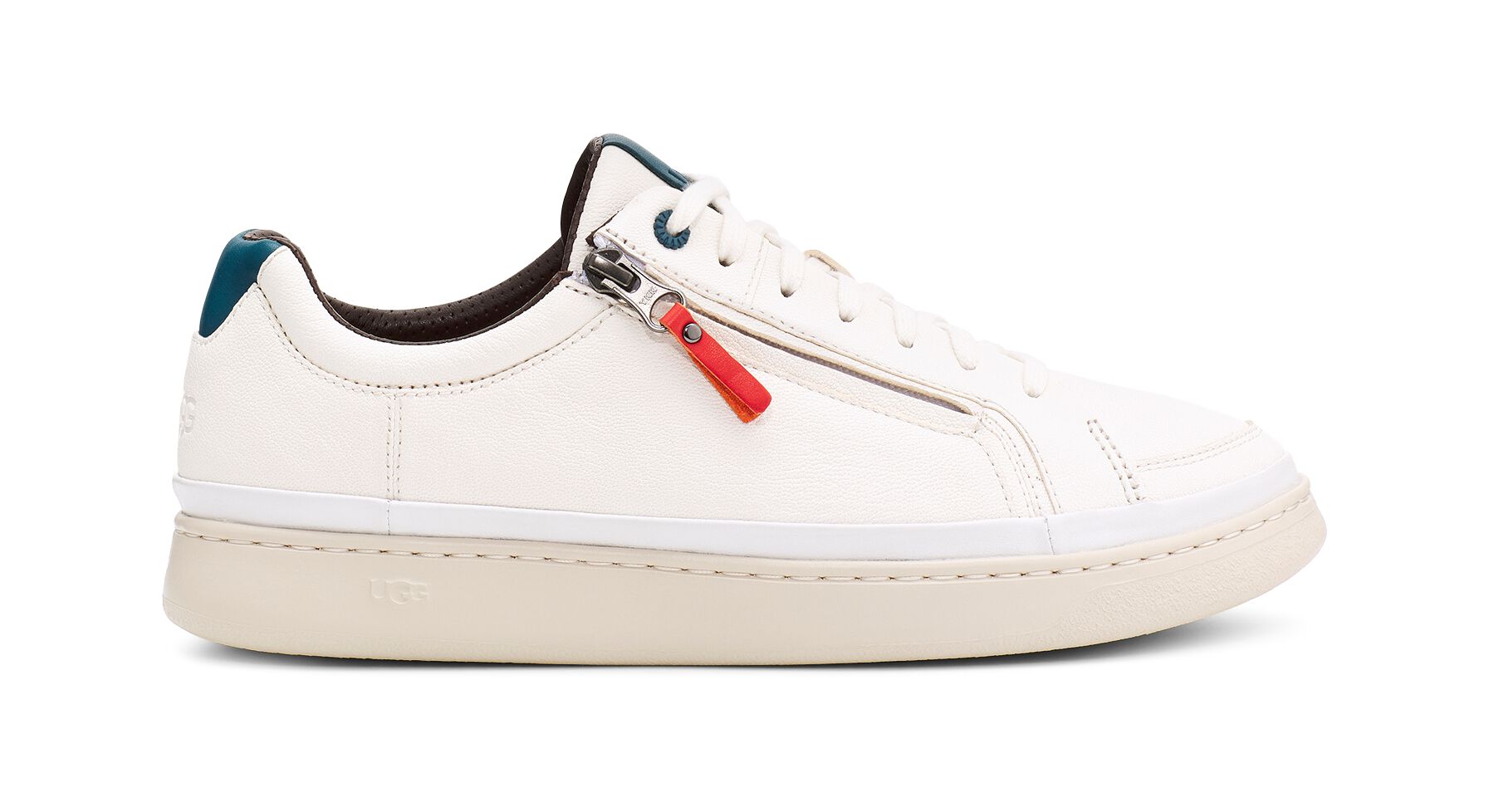 UGG (アグ) メンズスニーカー CALI SNEAKER LOW SIDE ZIP White/Marina Blue Leather, 27.0