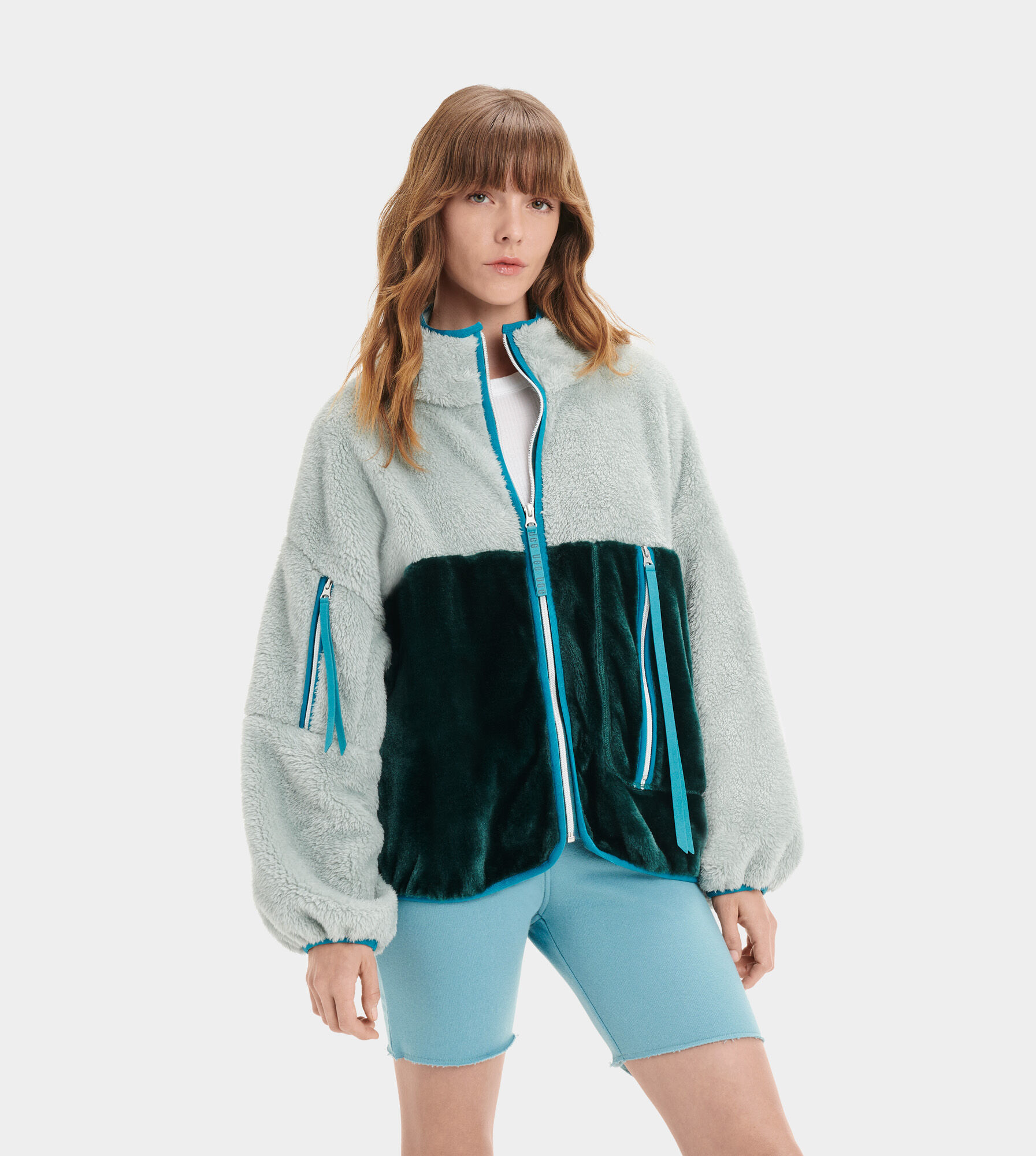 UGG (アグ) レディースMARLENE SHERPA JACKET Sidewalk/Racing Green, S