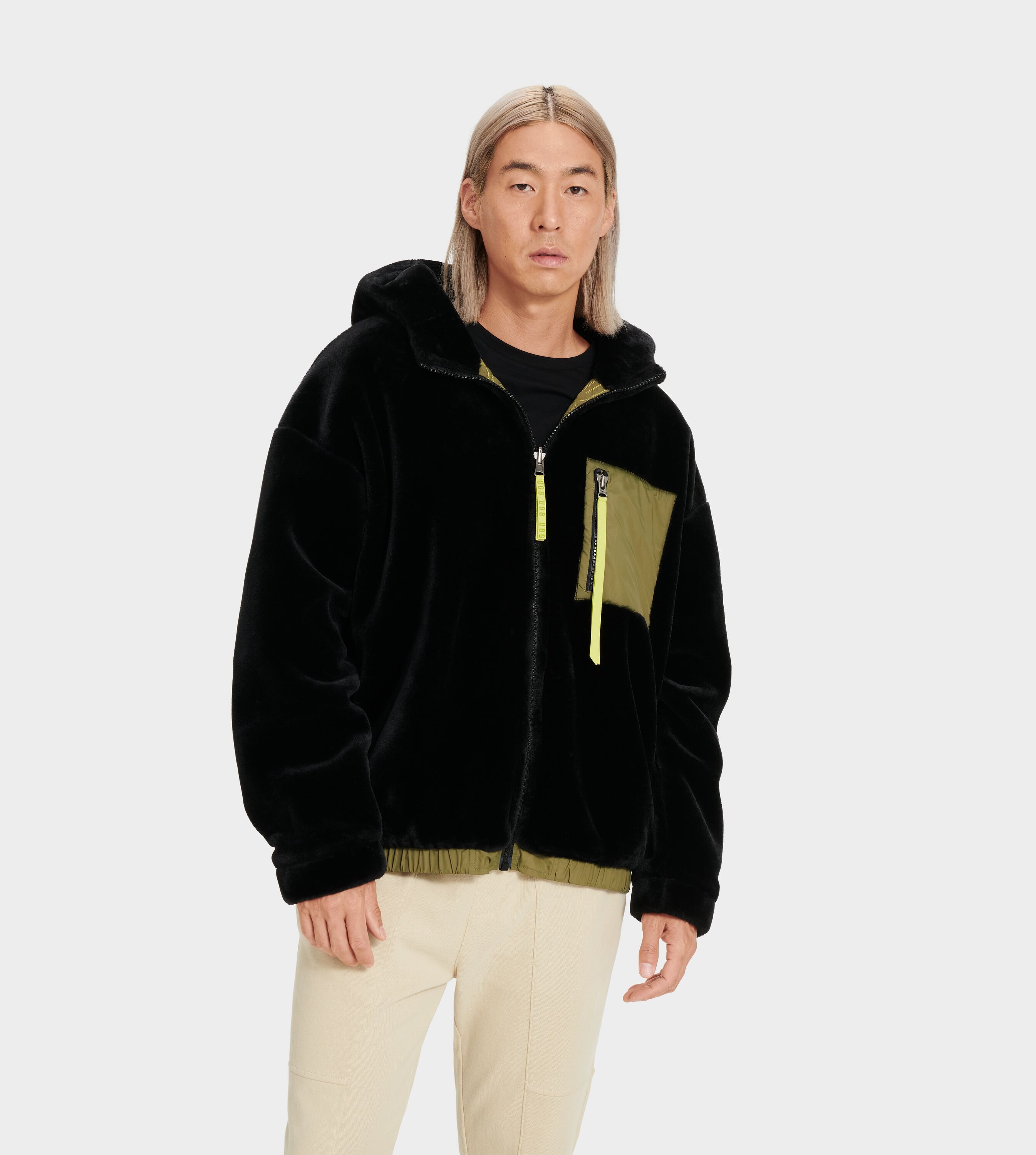 UGG (アグ) メンズトップ KAIRO FAUX FUR JACKET Black, M