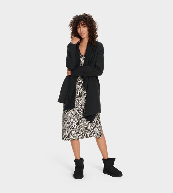 UGG (アグ) レディースJANNI FLEECE BLANKET SHORT - ジャンニ フリース ブランケット ショート Black, S