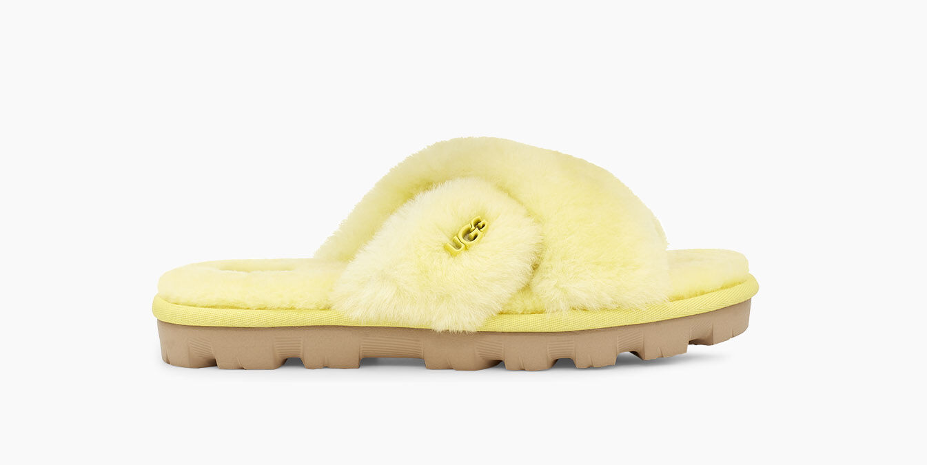 yellow ugg fuzzette slippers