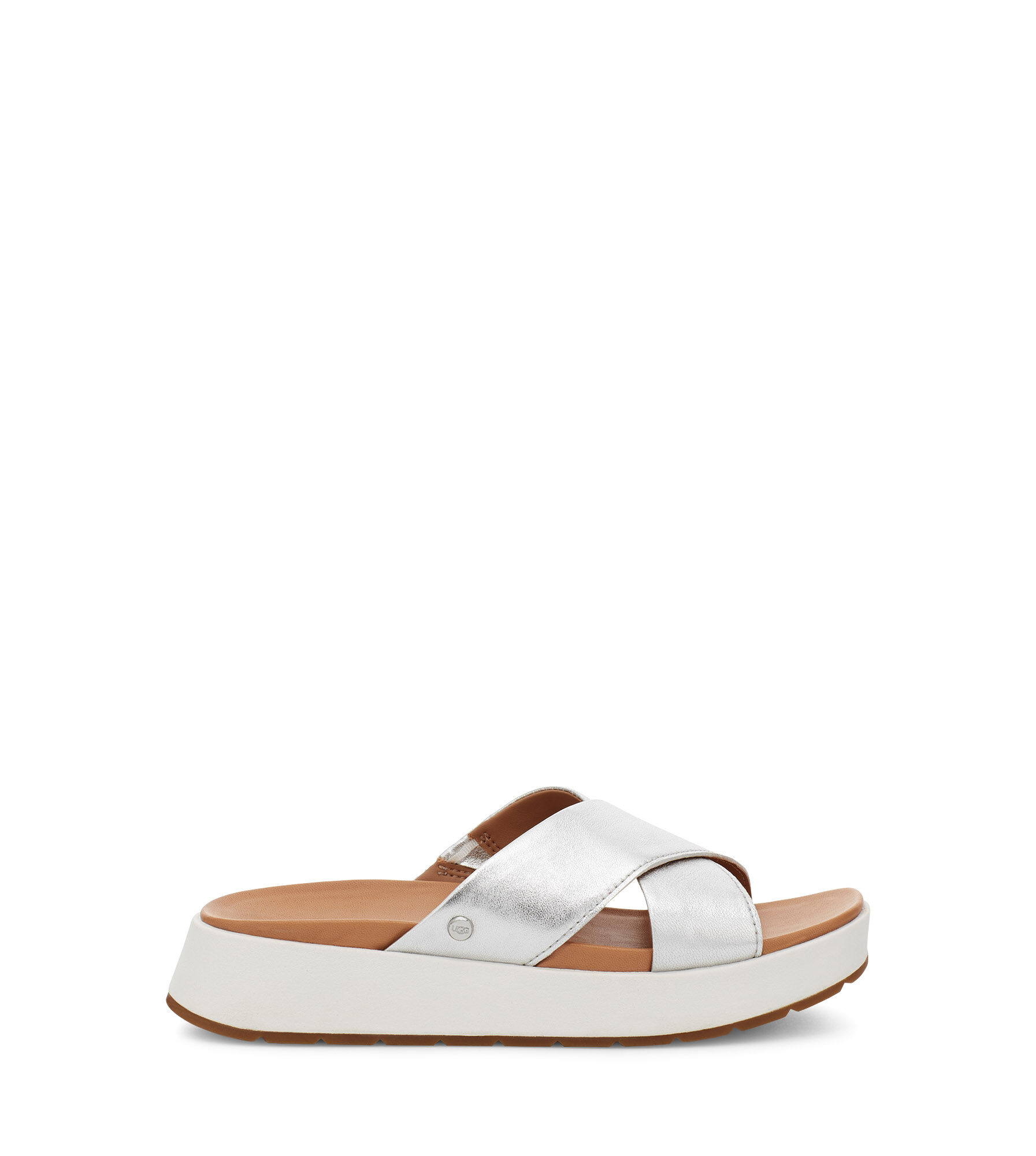 silver ugg slides