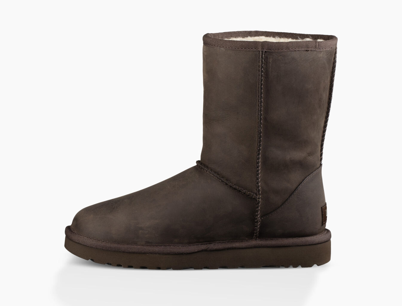 ugg classic short leather brownstone