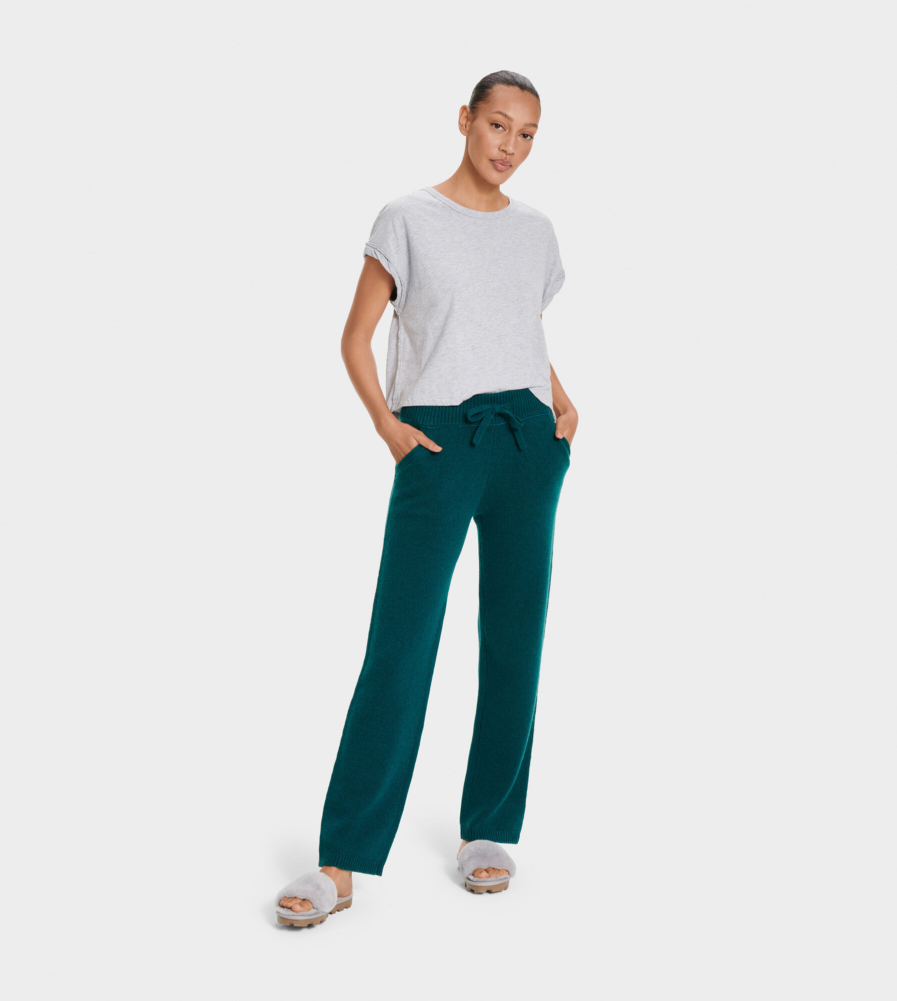 UGG Women's Aida Cashmere Pant in Green, Size Large