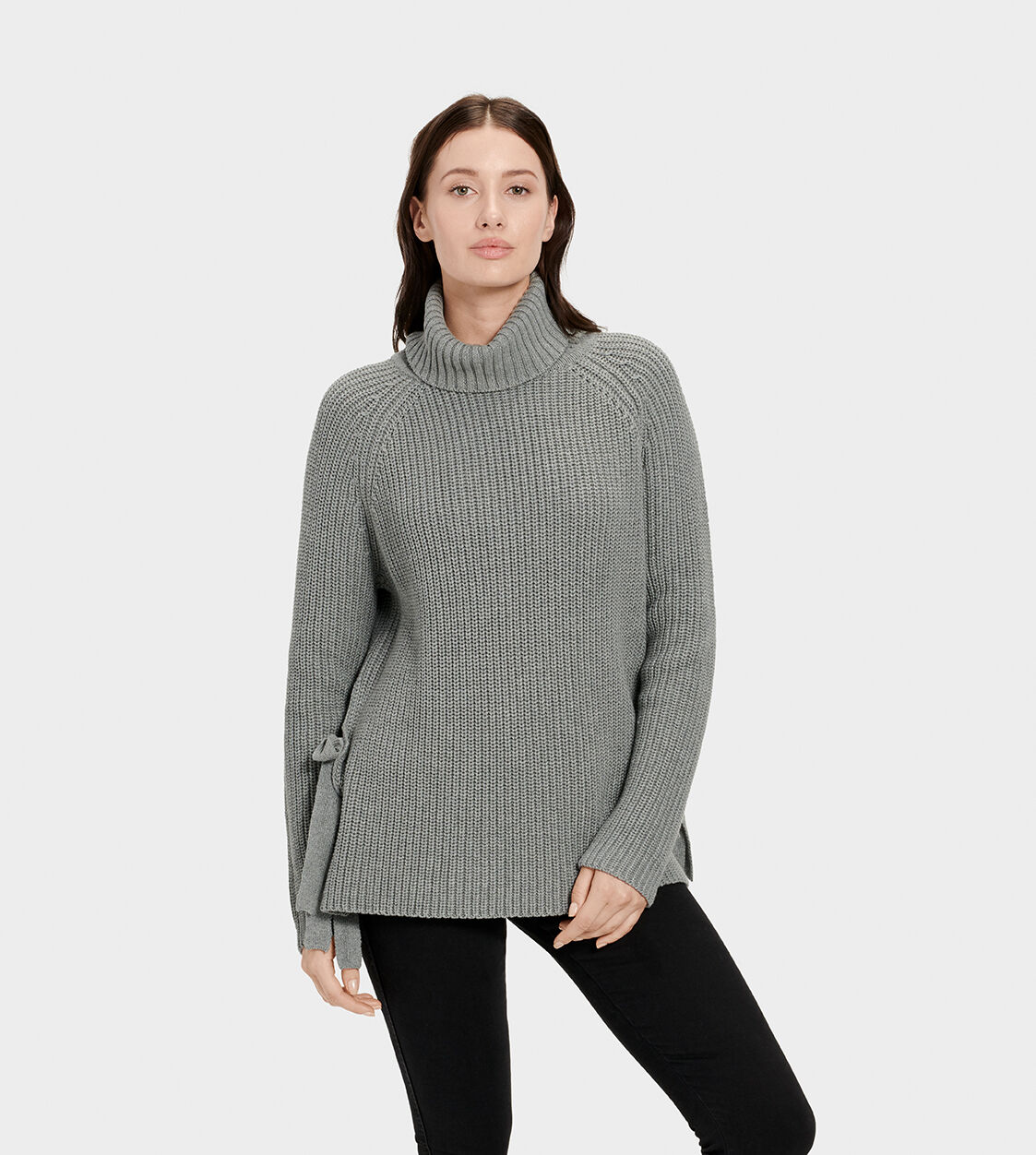 women's grey turtleneck sweater