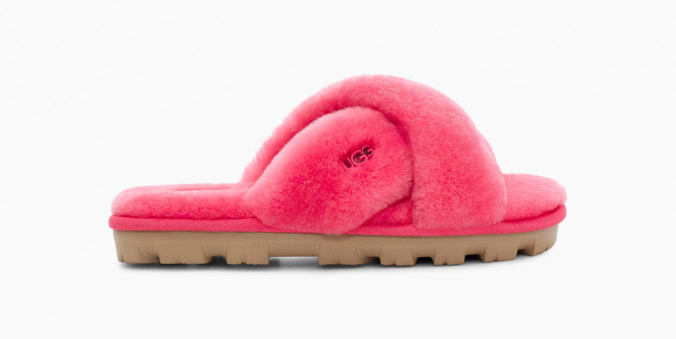 ugg fuzzette cross strap fluffy slippers