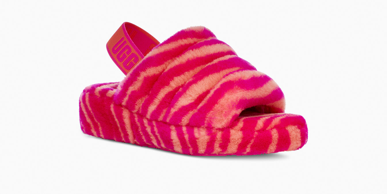 Zebra ugg slides top