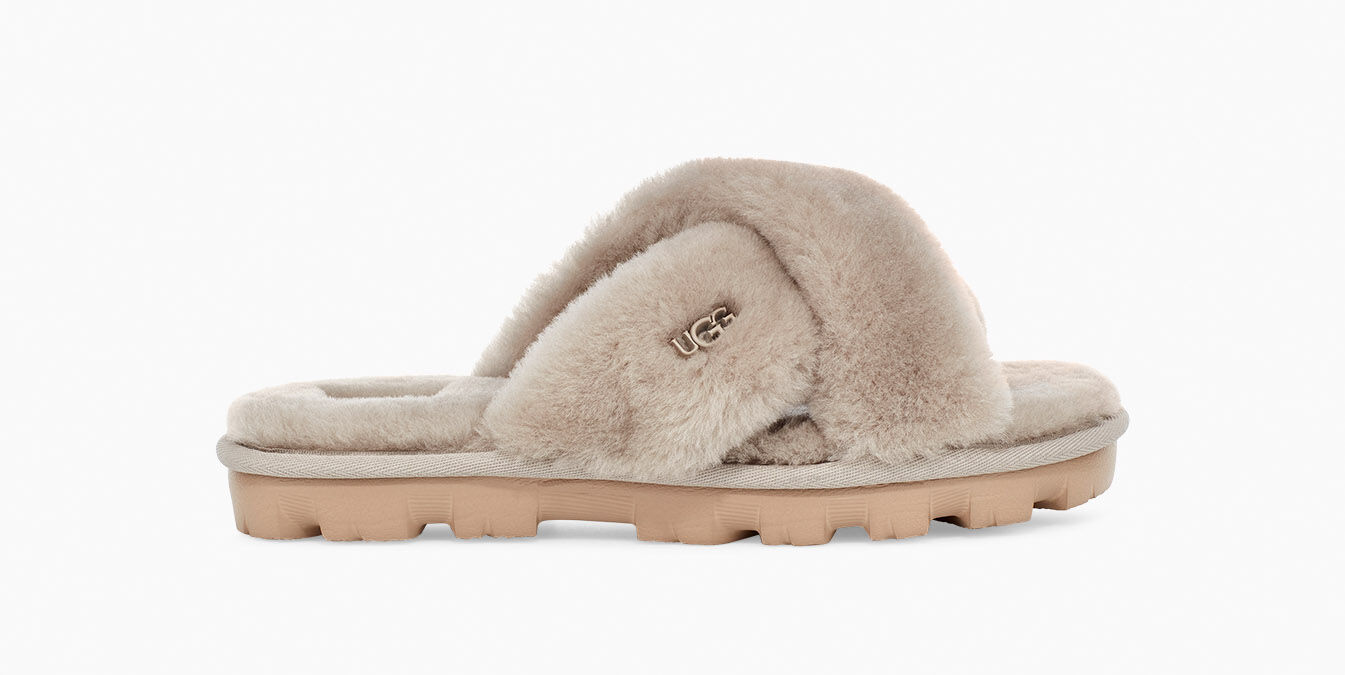 ugg fuzzette cross strap fluffy slippers