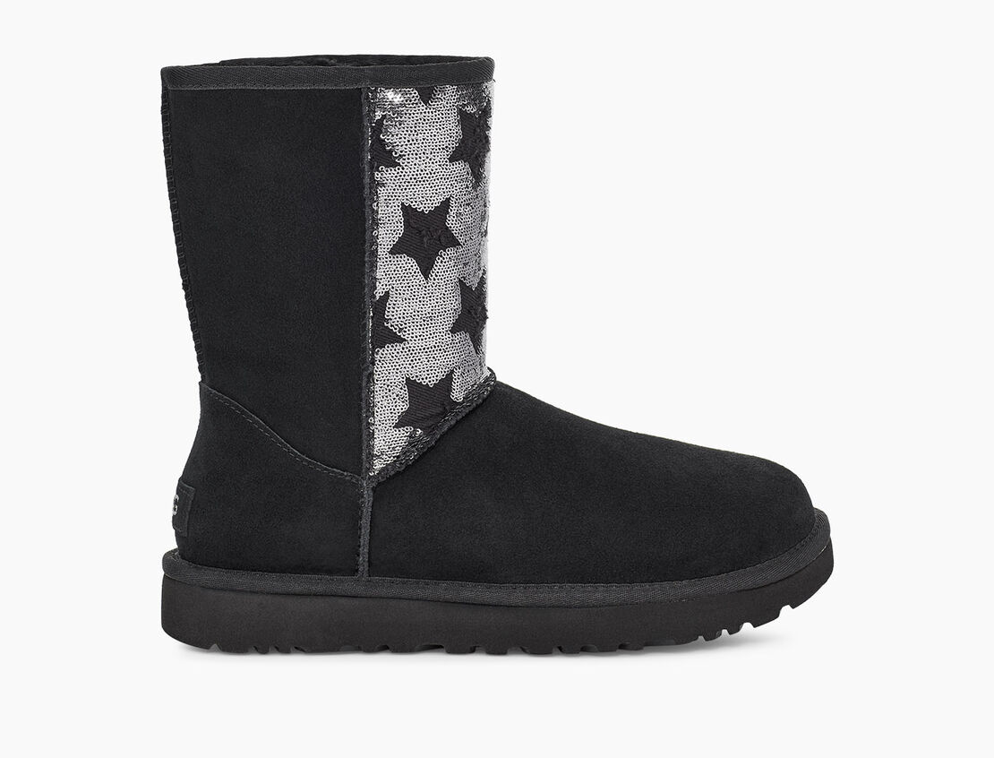 classic short sequin boot black