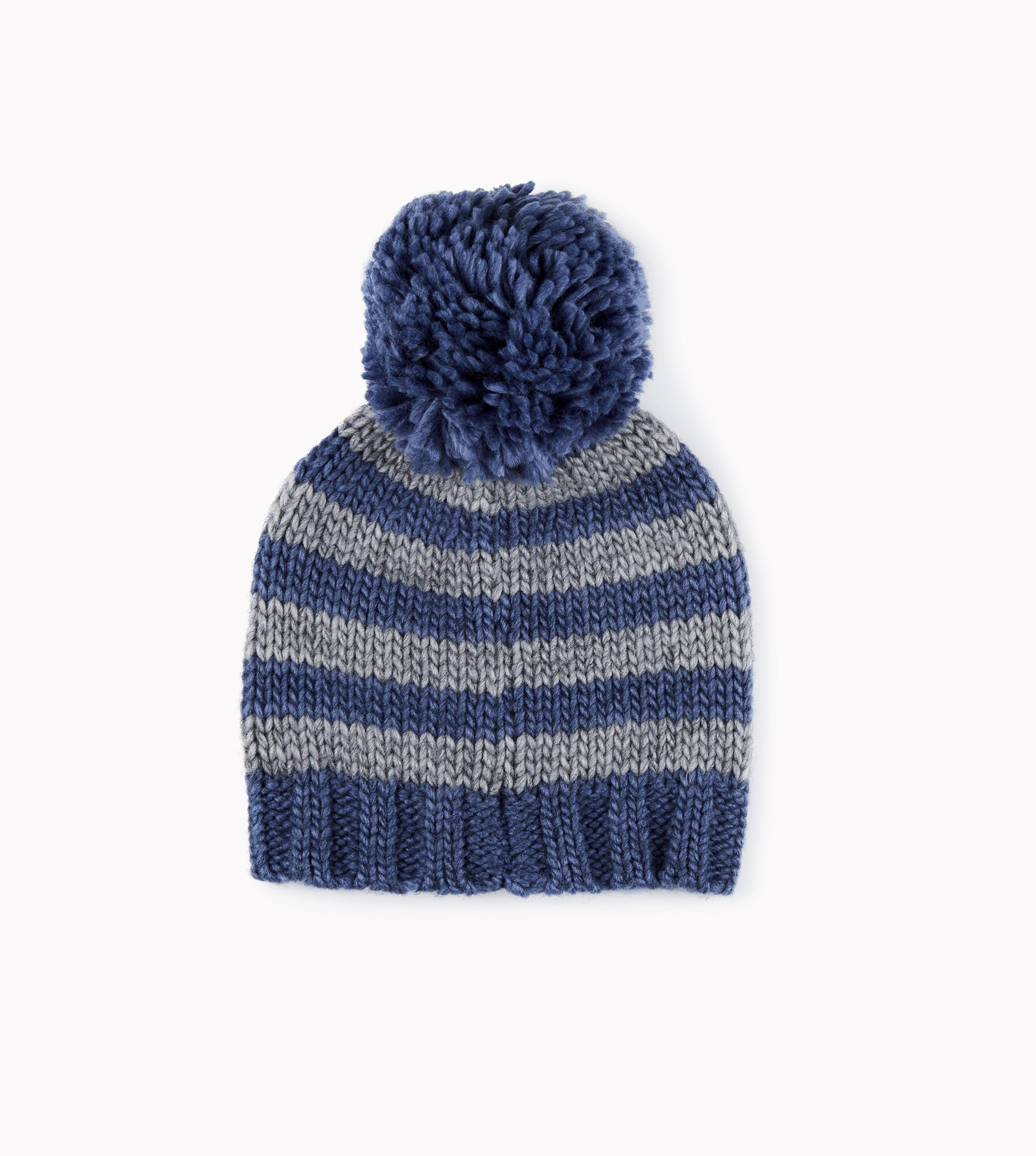 Chunky Stripe Beanie with Pom
