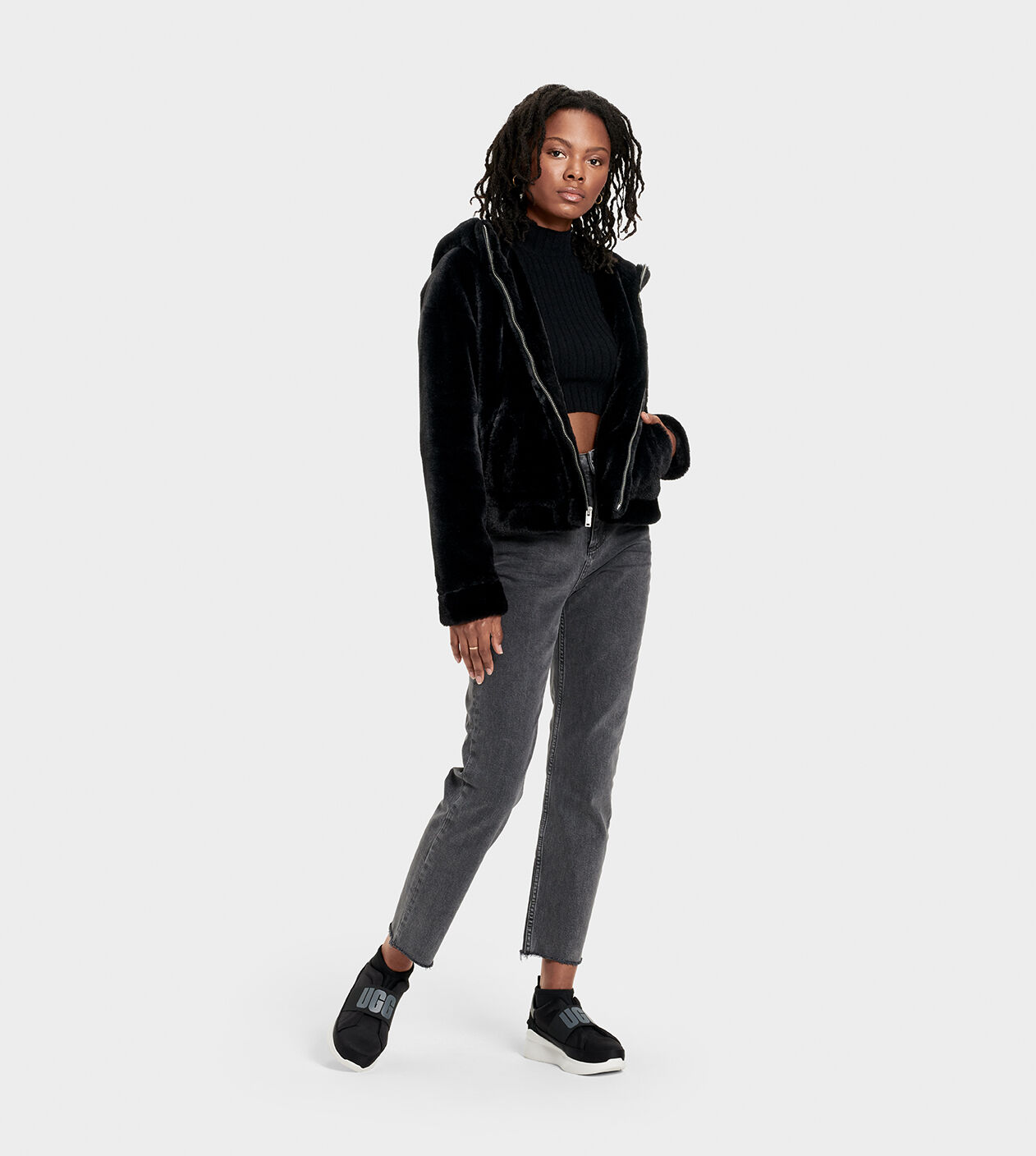 faux fur hoodie women's