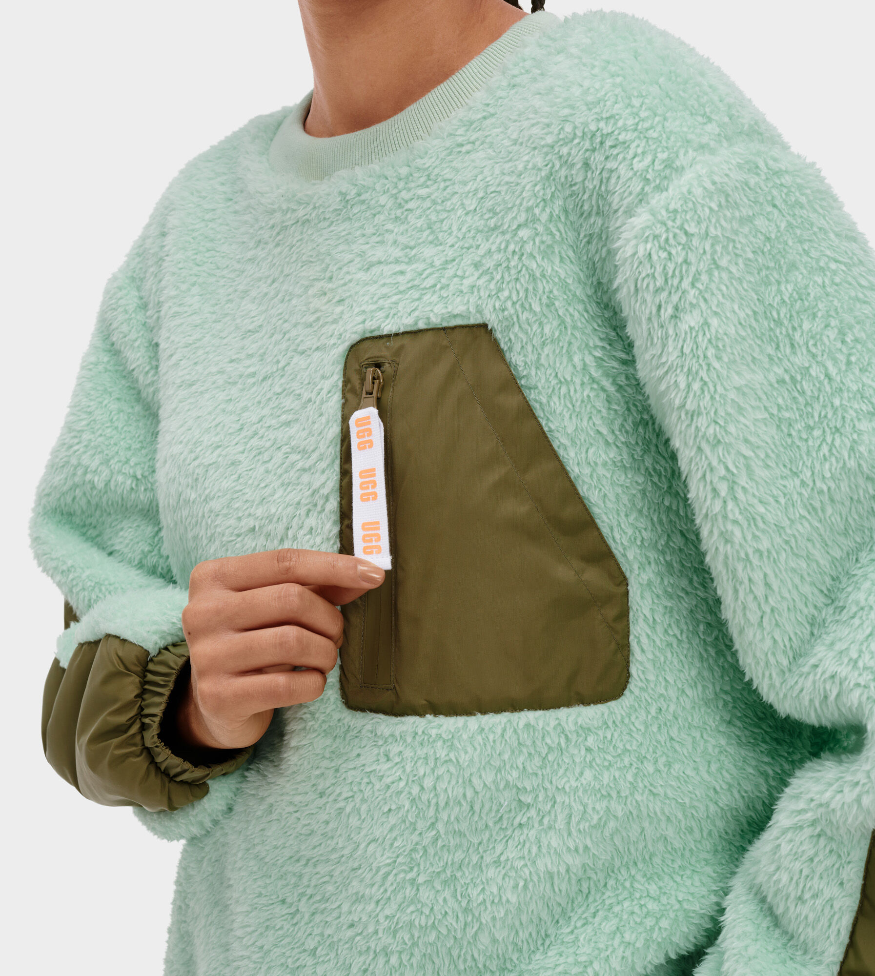mint green sherpa pullover