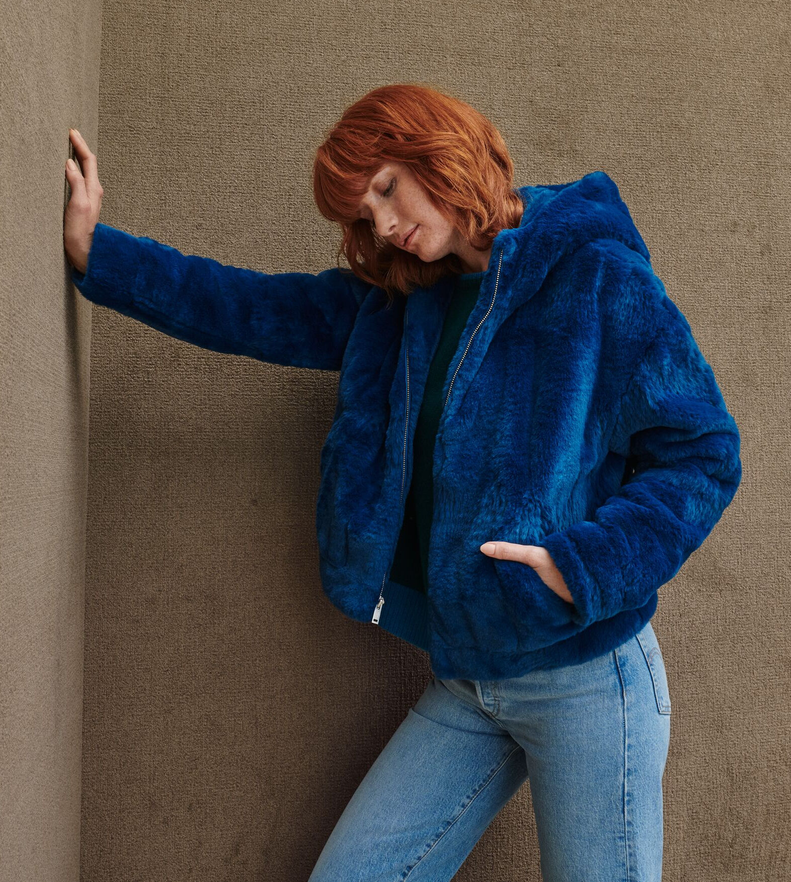 Faux fur hoodie women's