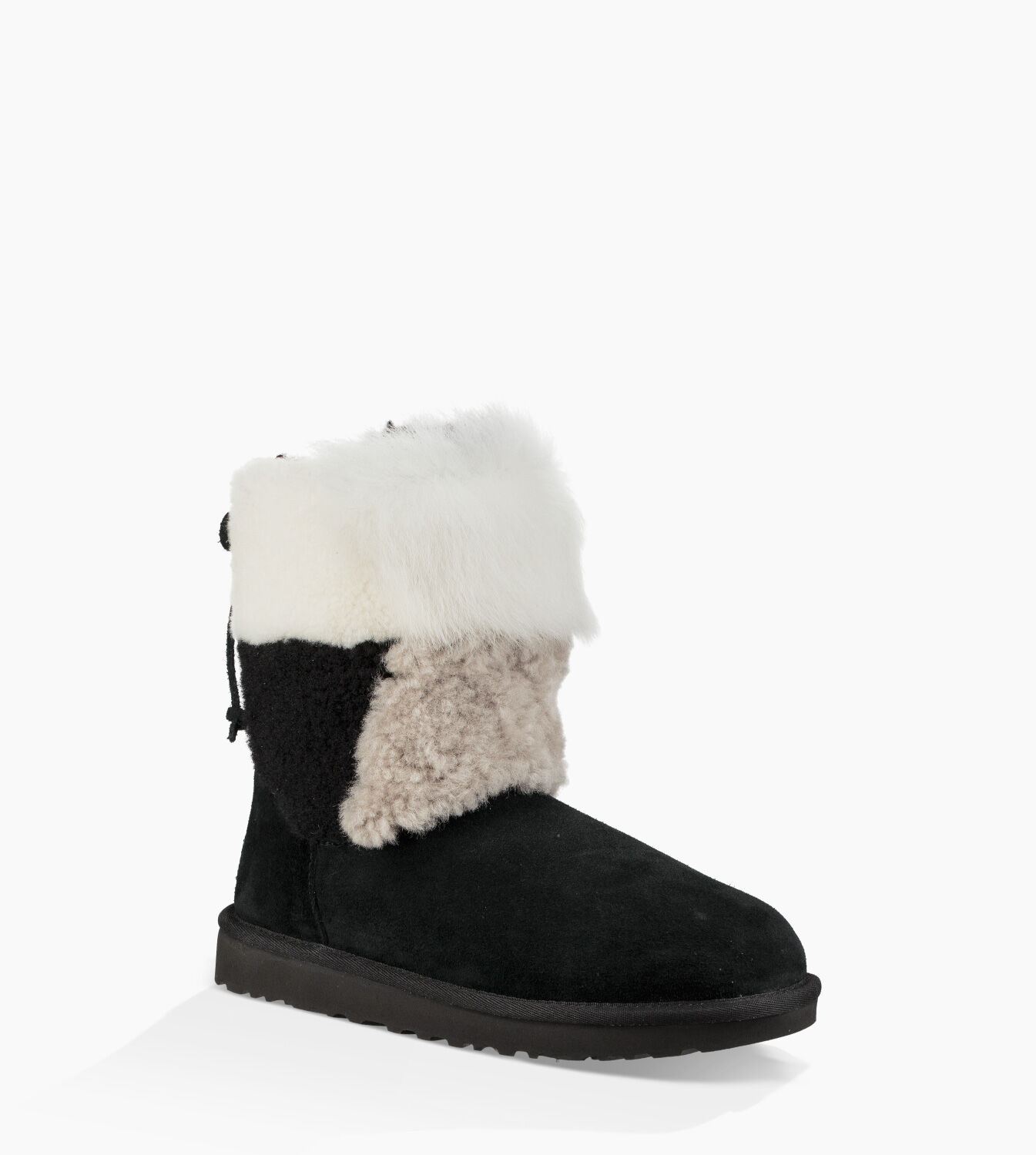 ugg classic short patchwork fluff boot