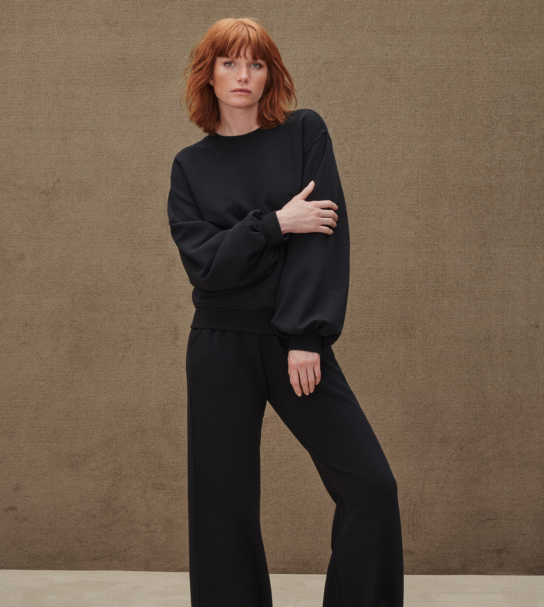 balloon sleeve crew neck