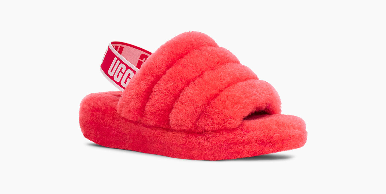 red fluff yeah ugg slides