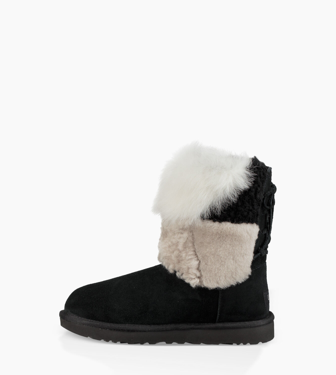 ugg classic short patchwork fluff boot