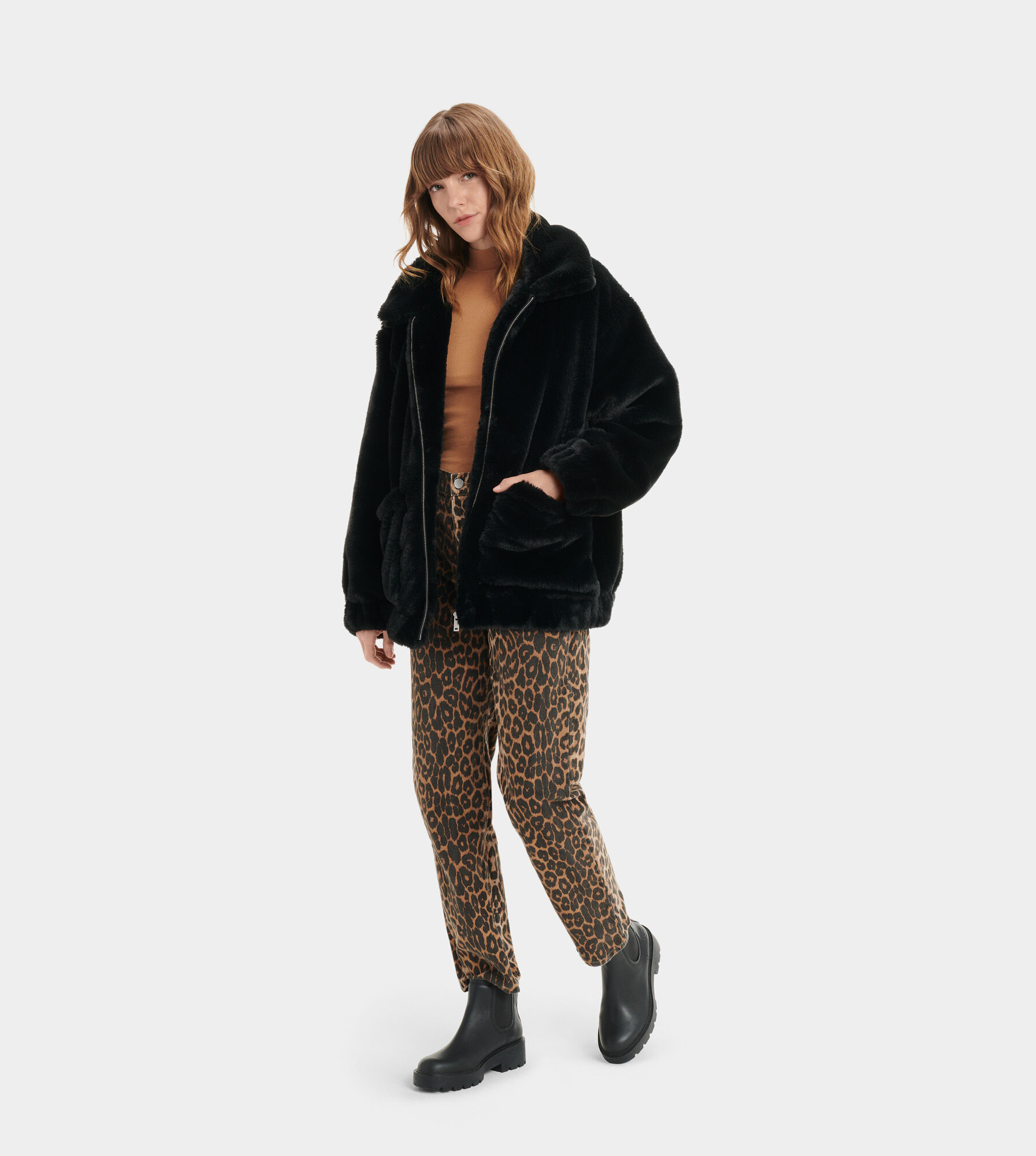 ugg teddy bear jacket black