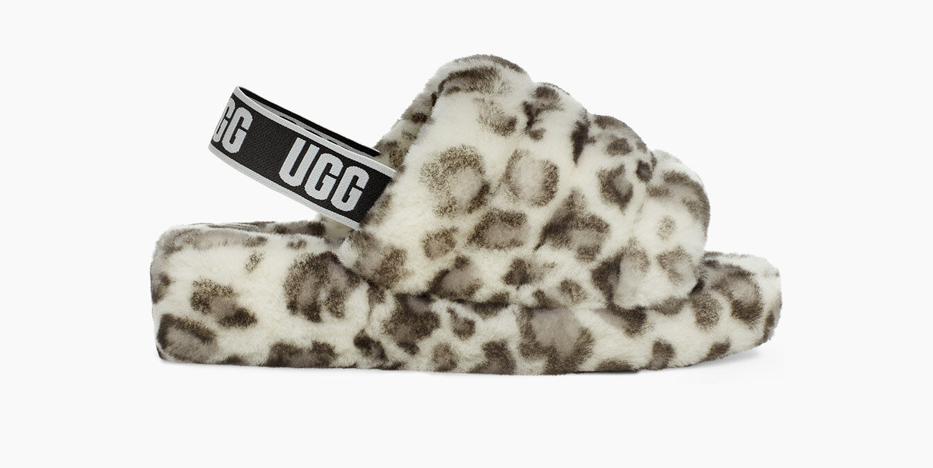 leopard ugg fluff yeah slide