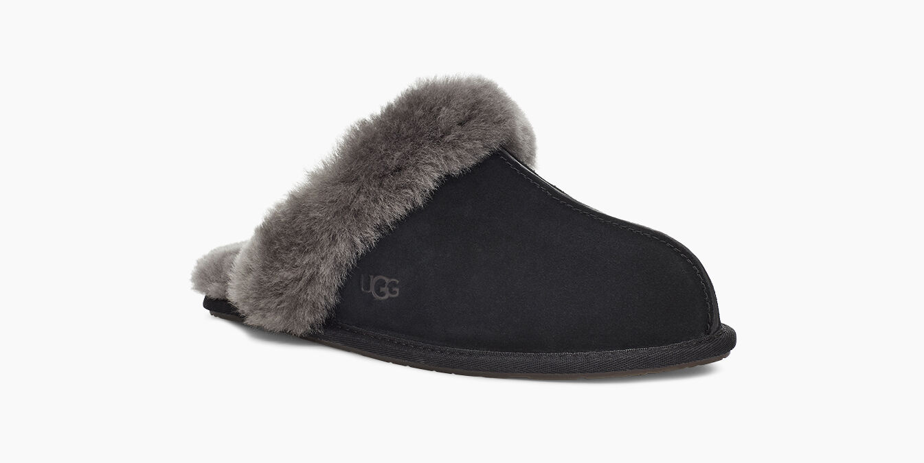 black and gray ugg slippers