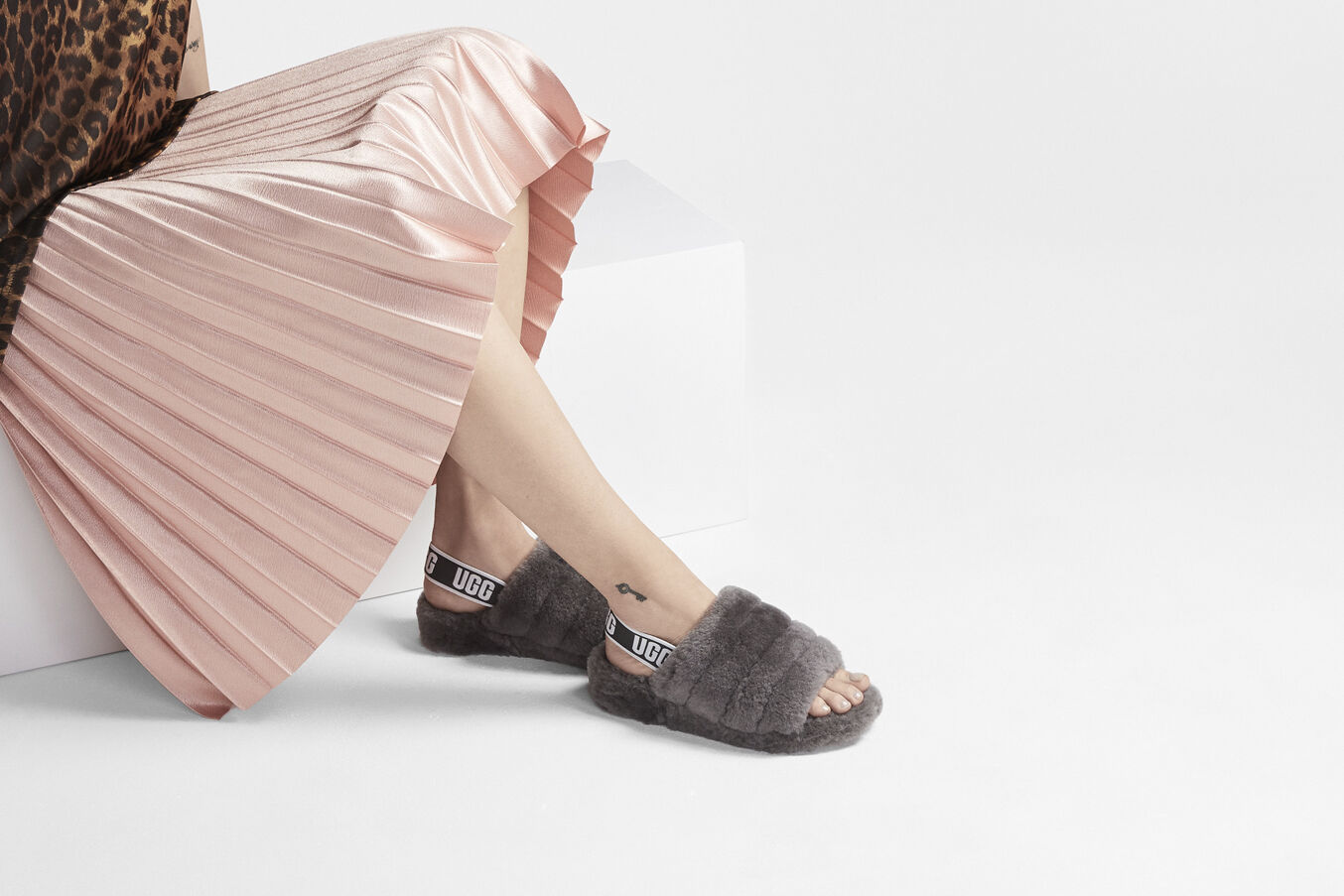 ugg grey fluff yeah slide sandals
