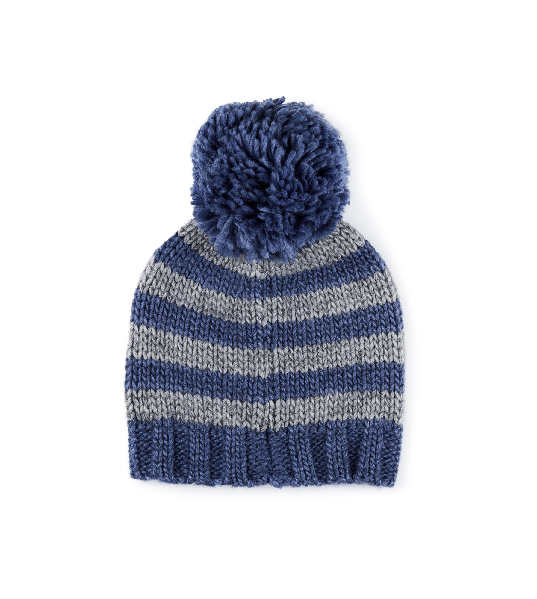 Chunky Stripe Beanie with Pom