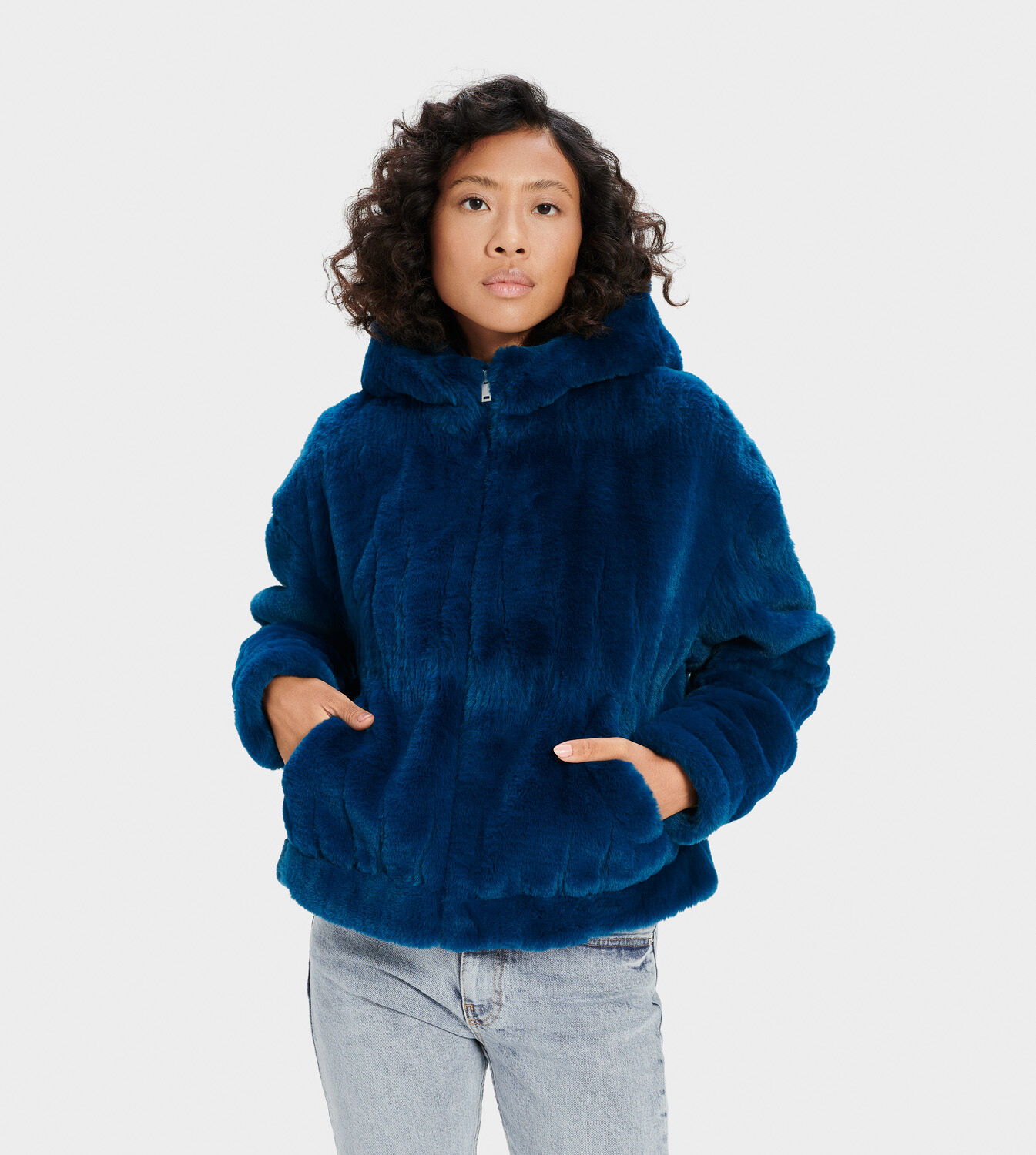 blue fur hoodie