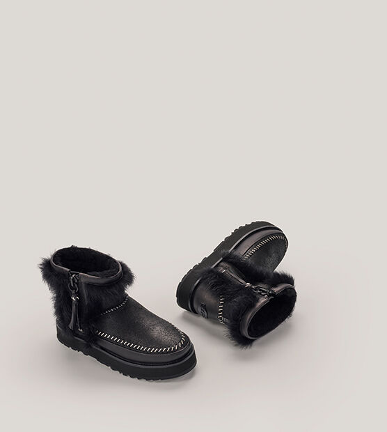 ugg fluff boots black