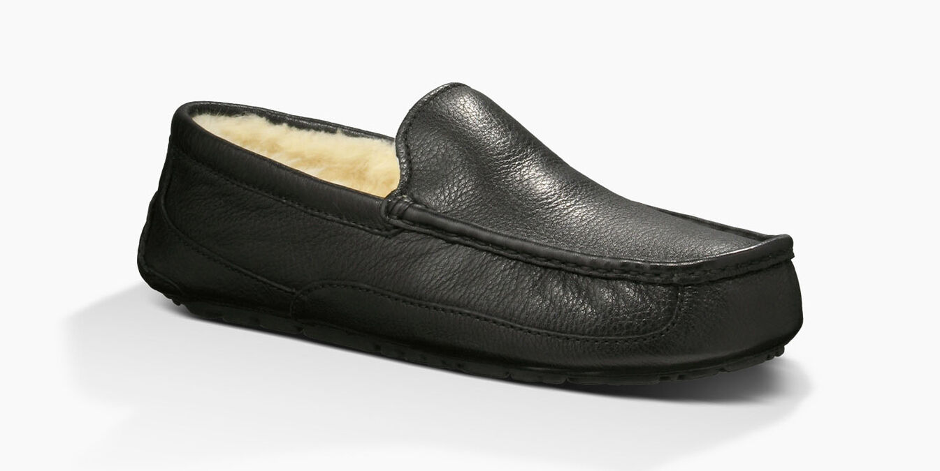 black leather ugg slippers