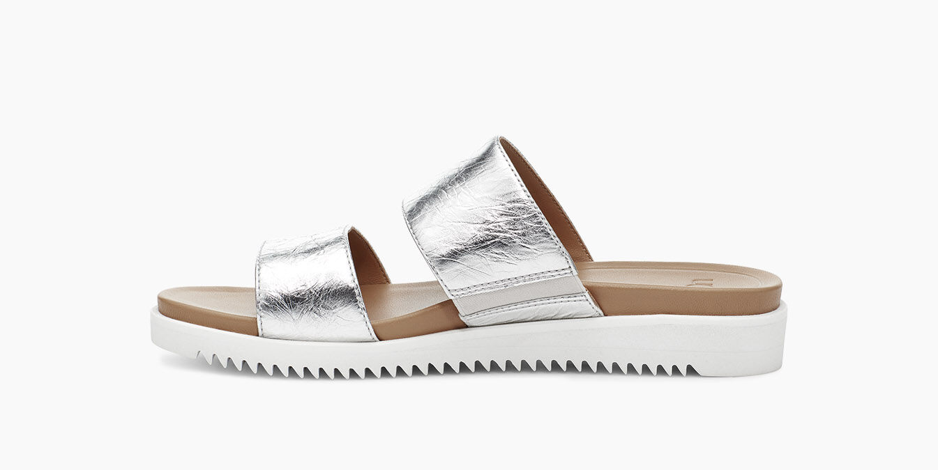 silver ugg slides