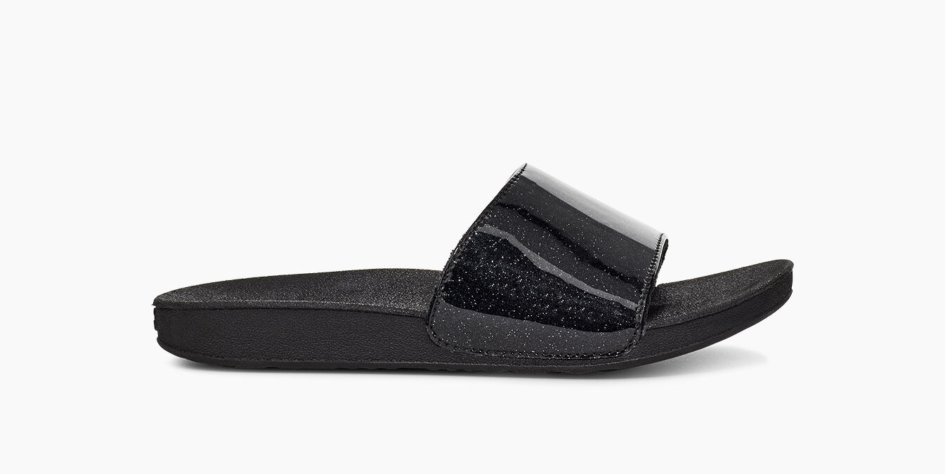 black glitter slides