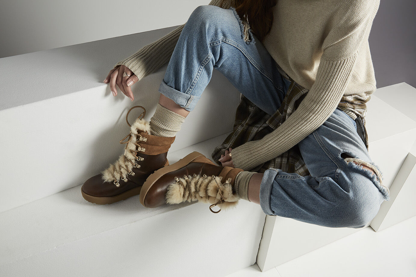 ugg viki waterproof shearling & leather boots