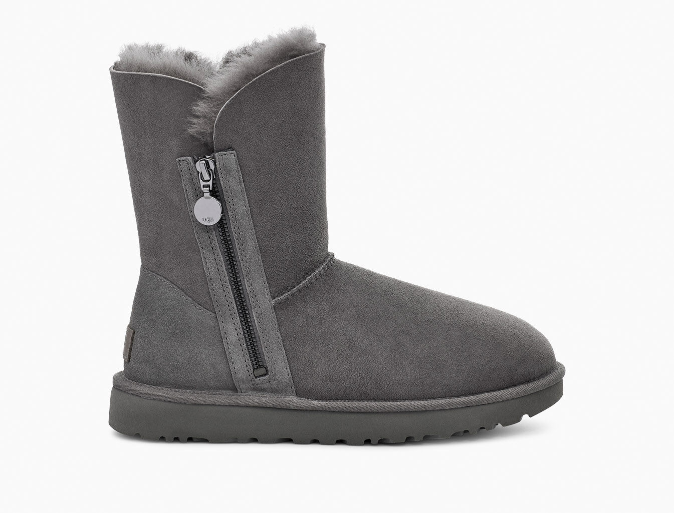 ugg classic short zip bootie grey