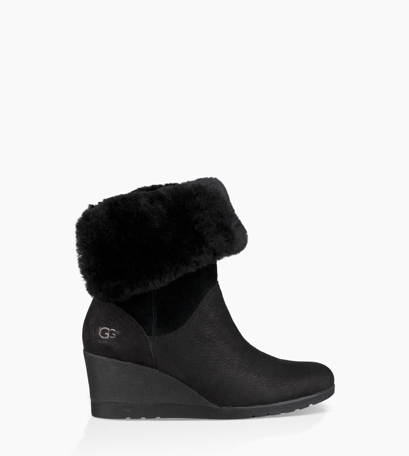 edelina uggpure leather & suede wedge boot