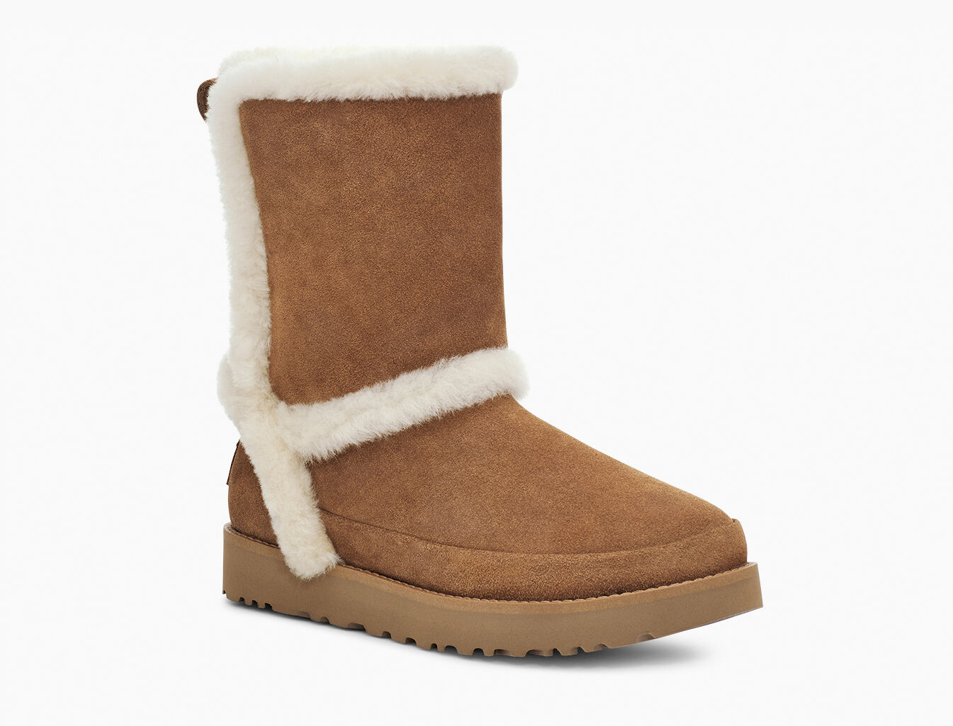 classic short spill seam genuine shearling boot