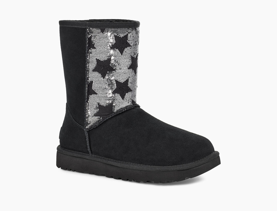 classic short sequin boot black