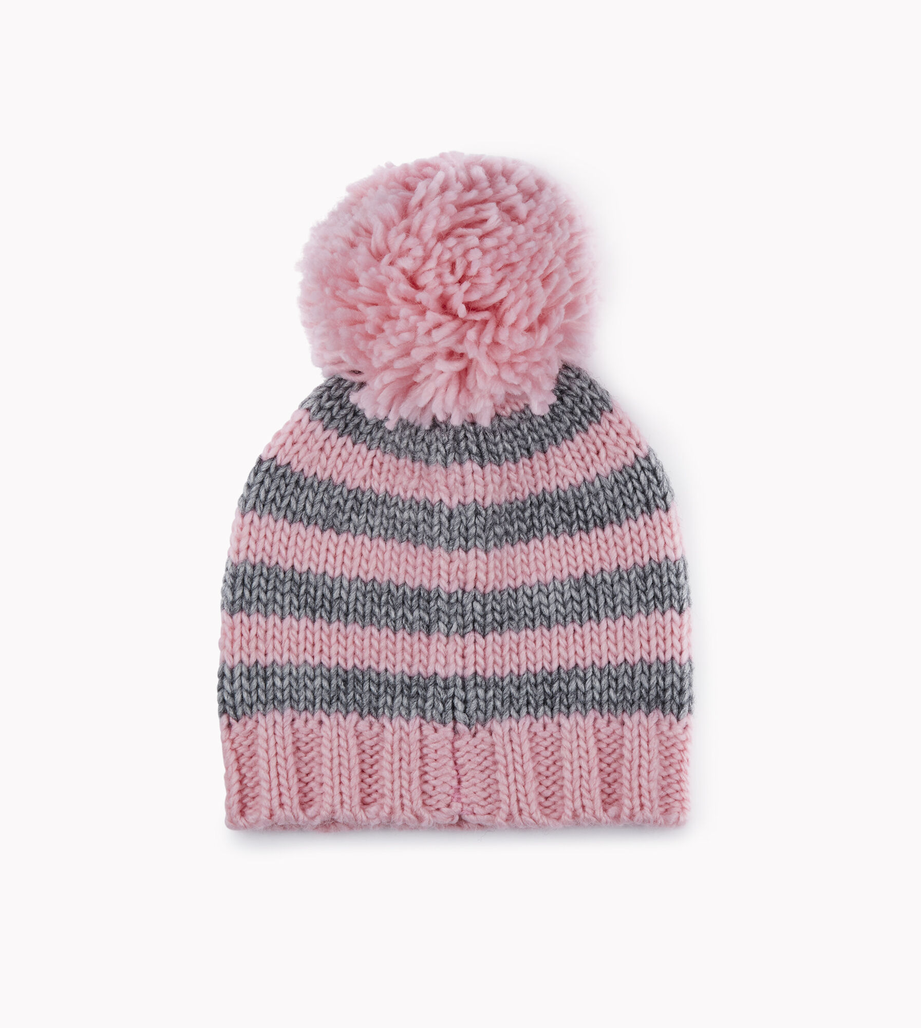 Chunky Stripe Beanie with Pom