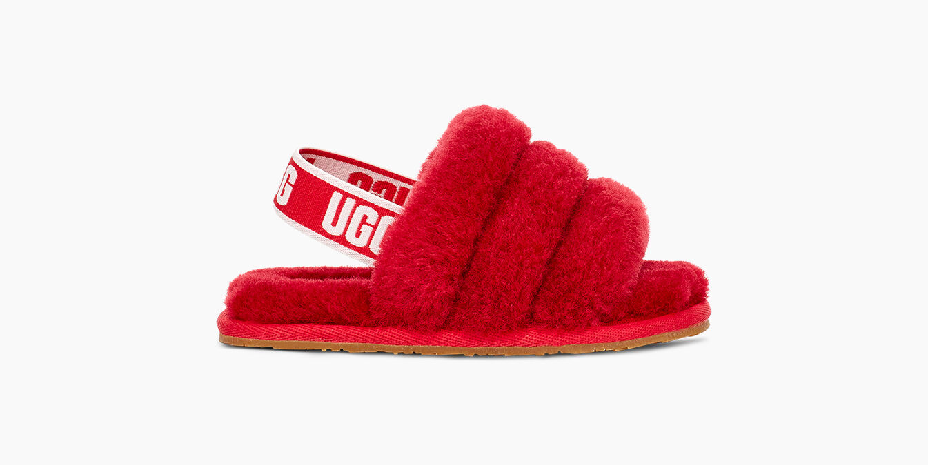 red fluff yeah ugg slides