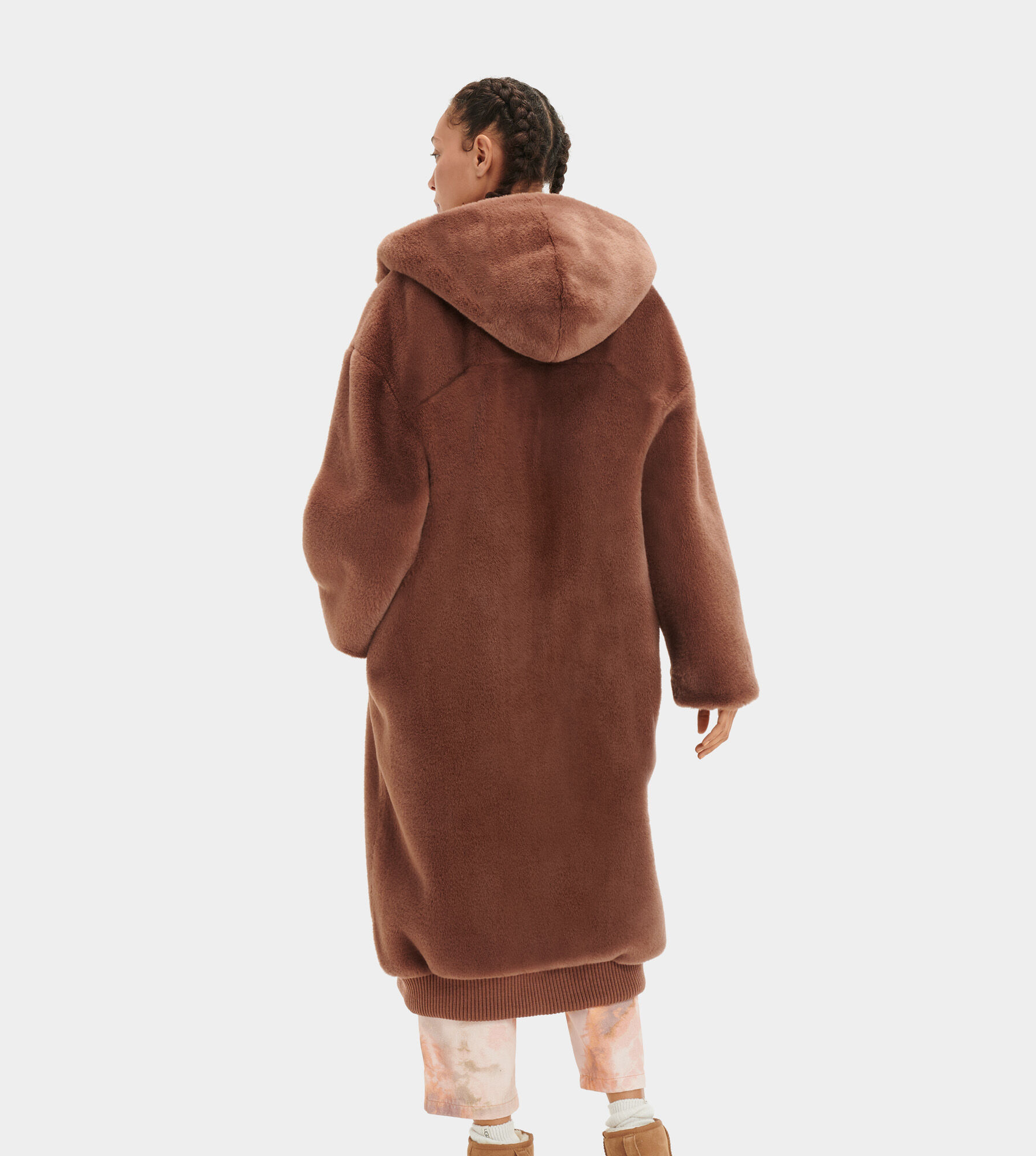 Oversized faux fur jacket with hood
