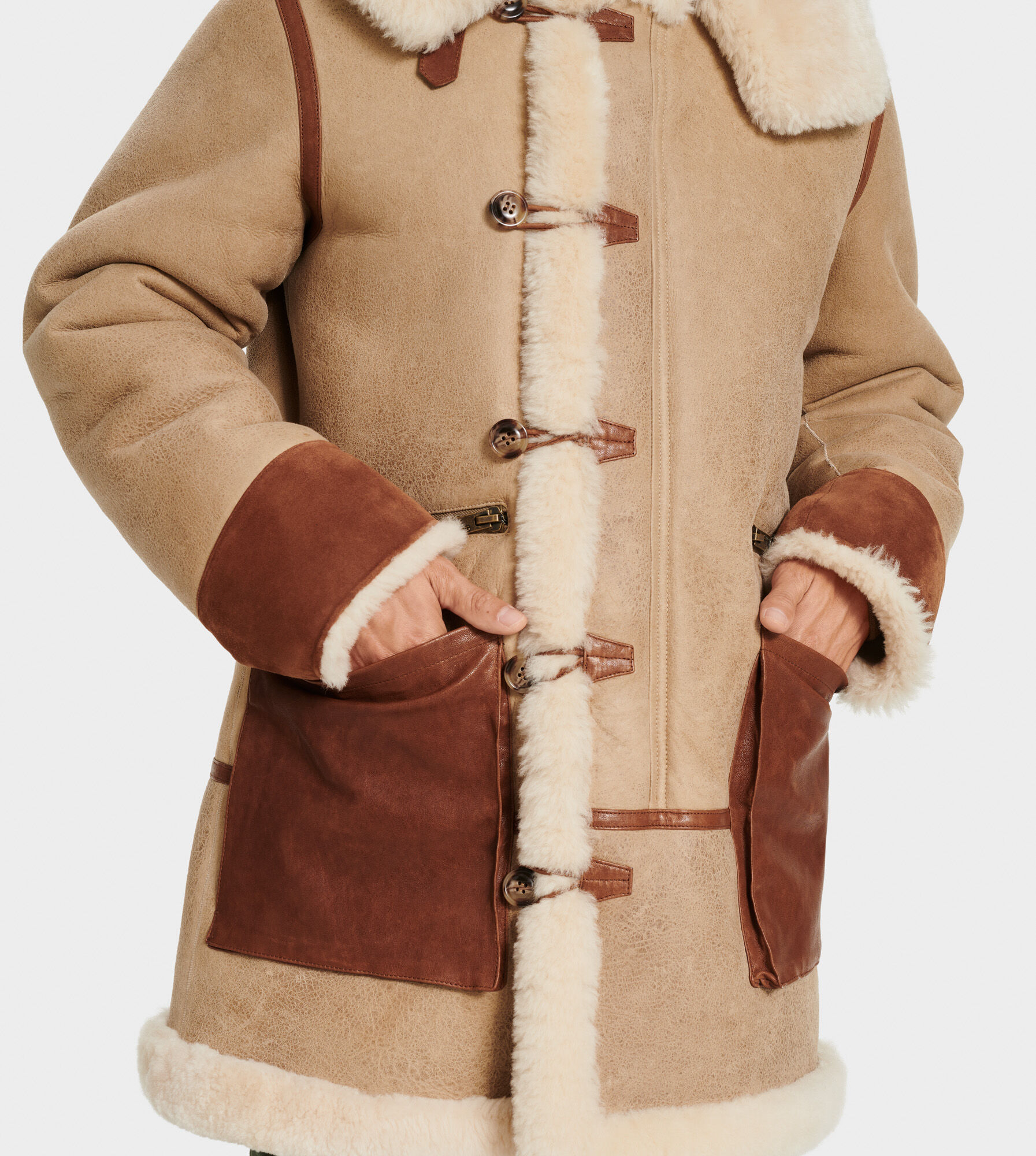 shearling hooded coat