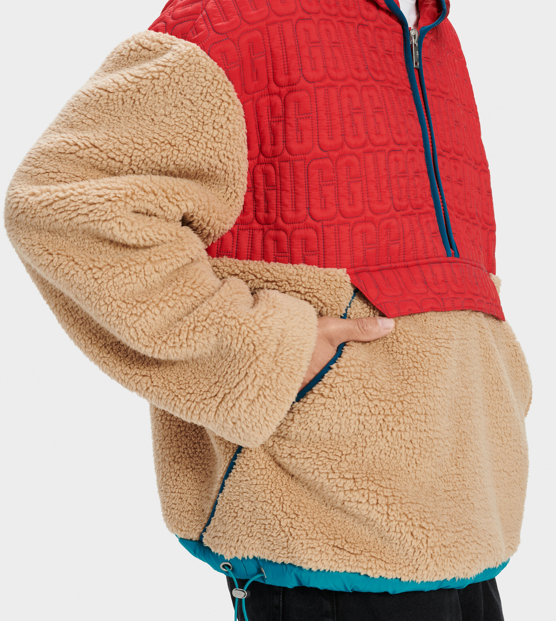 shearling half zip pullover